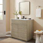 Modway Render 36" Faux Travertine Bathroom Vanity With Sink - White-Ceramic Sink Basin