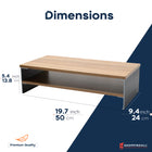 ShoppingAll 2-Tiers Wooden Monitor Stand Riser with Storage Organizer - Walnut-[SPACIOUS 2-TIER STORAGE] Measuring at 50x24x13.8cm (approximately 19.7x9.4x5.4 inches), this monitor riser offers ample space on two levels, ensuring all your essentials, from keyboards to stationery, are easily accessible yet out of the way.