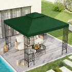 Outsunny 10' L x 10' W Square 2-Tier Gazebo Canopy Replacement Top Cover - Green-180g/㎡ polyester cloth with PA coating