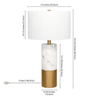 Hudson&Canal - Lampe de table Liana 61 cm de haut avec abat-jour en tissu - Marbre/laiton/blanc-Nettoyer avec un chiffon doux et sec, sans produits chimiques agressifs ni produits de nettoyage abrasifs