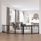 PawHut - Barrière pour animaux en bois autoportante avec 6 panneaux, 2 pieds de soutien - noir-Matériau : Bois de pin, Acier 