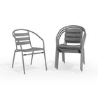 Flash Furniture - Chaise empilable de restaurant en métal argenté avec lattes en aluminium-Les renforts transversaux offrent une stabilité supplémentaire.