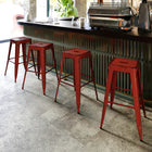 Flash Furniture Commercial Grade 30" High Backless Distressed Kelly Red Metal Indoor-Outdoor Barstool-Backless Design