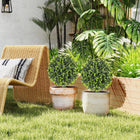 HOMCOM 22" Artificial Eucalyptus Topiary Ball with Ground Stakes - Green - 2 Pack-Easy to assemble with ground stake attachment in just two minutes