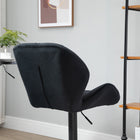 HOMCOM Adjustable Counter Height Fabric Bar Stools - Black - 2 Pack-Indenting moulded seat serves up high style
