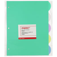 Staples - Separateurs à onglets en polypropylene - 5 Onglets - Pastel-Intercalaires en polyethylene de format lettre standard; 5 onglets