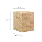 Modway - Cosmos 16 po Carré Table d’appoint en bois de burle - Burl naturel-Nivellement des pieds non marquants