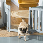 PawHut 4 Panel Foldable Dog Gate with Door - Grey-Colour: Grey 