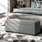 HOMCOM Modern Upholstered Flip Top Storage Ottoman Bench - Light Grey-Required assembly