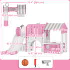 Qaba - Toboggan 7-en-1 pour tout-petits avec maisonnette et panier de basket pour jeu intérieur - rose-Une maisonnette spacieuse et un tableau blanc stimulent la créativité et le jeu 