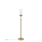 Hudson&Canal Frieda 66" Tall Floor Lamp with Glass Shade - Brass/Clear-Rated for one 100W incandescent bulb - 9W LED bulb, 23W fluorescent (CFL) bulb, or 9W self-ballasted LED bulb, E26-base bulb, Bulb not included