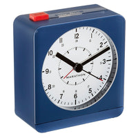 Marathon Analog Desk Alarm Clock with Auto-Night Light - Blue (CL030053BL)-This clock was engineered with a silent, continuous-sweep second hand quartz movement. It does not emit a ticking sound.
