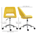 Vinsetto Armless Swivel Computer Desk Chair - Yellow-Breathable hollow-back design enhances airflow