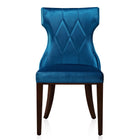 Manhattan Comfort - Lot de 2 chaises de salle à manger traditionnelles Reine 19,7 po en velours bleu cobalt et noyer-Élégante couture en losange
