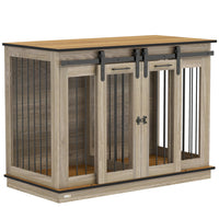 PawHut 47" Dog Crate Furniture with Divider Panel - Oak-Can serve as a TV stand, side table, and decorative dog crate 