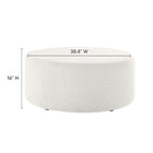 Modway - Callum Gros tissu rond tissé de 38" en bruyère Rembourré Ottoman - Ivoire à tissage de bruyère-Rembourrage en mousse dense