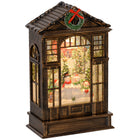HOMCOM Christmas Snow Globe Lantern with Lights - Bronze-Snowmen and Xmas trees enhance festive charm in snowy scene 