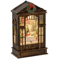 HOMCOM Christmas Snow Globe Lantern with Lights - Bronze-Snowmen and Xmas trees enhance festive charm in snowy scene 