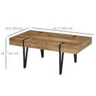 HOMCOM - Table basse rustique avec pieds en acier - finition bois naturel-Patins de pieds réglables en bas pour maintenir la table stable sur un sol irrégulier