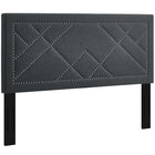 Modway Reese Nailhead Upholstered Linen Fabric Full/Queen Headboard - Grey-Elegant Upholstered Headboard