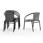 Flash Furniture - Chaise empilable de restaurant en rotin gris pour intérieur et extérieur-Dossier et siège en rotin gris