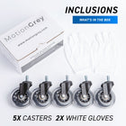 MotionGrey Office Chair Caster Wheels - Rollerblade Style Replacement Wheels - Black - Set of 5-9