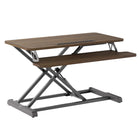 ALTIVA 32" Sit To Stand Height Adjustable Desk Riser converter - Dark Wood-Colour: Black and Dark Wood