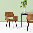 Homy Casa - Chaise  Moderne Rembourrée de Salle à Manger en Daim Marron - Pieds Noirs et Accents Dorés - Paquet de 2-Pieds en Métal Robustes : Pieds en métal noir assurant stabilité, avec des accents dorés pour un look chic et moderne.