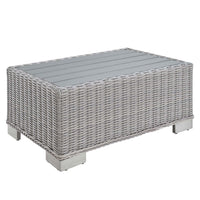 Modway Conway 32" Outdoor Patio Wicker Rattan Coffee Table - Light Grey-Outdoor Patio Coffee Table