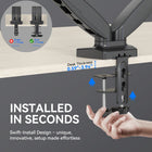 ShoppingAll Dual VESA Monitor Mount with Fully Adjustable Gas Spring Arm and Office Desk Clamp - Black-6