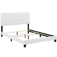 Modway Amira Upholstered Fabric Full Bed - White-Bed Frame With Headboard