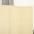 HOMCOM 3 Panel Bamboo Hand-Woven Freestanding Room Divider for Home Office - Natural Wood-Material: Pine Wood, Bamboo, Cotton Thread
