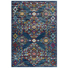 Modway Entourage Khalida Distressed Floral Lattice Area Rug - 8 ft W x 10 ft L - Blue Orange Yellow Red-Distressed Vintage Floral Lattice Area Rug 