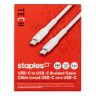 Staples TECH USB-C to USB-C Charging Cable - 3.3 ft. - 480Mbps - White-3.3ft (1m) USB-C to USB-C charging cable that can transfer data at speeds up to 480Mbps