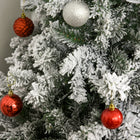 HOMCOM 6' Pre-Lit Snow-Flocked Artificial Christmas Tree with Warm White LED - Green-Overall Dimension: Φ35.5'' x 72'' H 