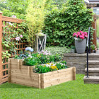 Outsunny 3-Tier Wood Raised Garden Bed - 47" L x 39" W x 21" H - Natural-Separate areas, suitable for different kinds of plants 