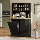HOMCOM 69" H Kitchen Pantry Cabinet with Charging Station and Trash Can Compartment - Black-4.9' (1.5 m) power cord and cable hole for hassle-free setup 