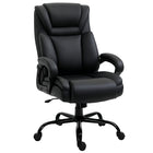 Vinsetto PU Leather Executive Office Chair with Adjustable Height - Black-Ergonomic line design, double-tier headrest, back and seat padding, and padded armrest provide extra comfort