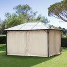 Outsunny 10' L x 13' W Gazebo Curtains with Zipper Doors, Hooks/C-Rings for Patio, Only Curtains - Beige-Made of tough and high. -quality polyester fabric