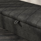 HOMCOM Linen Fabric Storage Ottoman Bench - Black-Material: Linen-touch Fabric (100% polyester), Foam, Steel