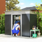 Outsunny Metal Outdoor Storage Shed with Sliding Doors - 7' x 4' - Charcoal Grey-Steel panel walls and roof, resistant to rust and rain 