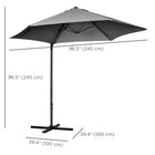 Outsunny 8.5' Offset Patio Umbrella with 360° Rotation - Dark Grey-360-degree rotation for full shade coverage