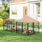 PawHut - Chenil pour chien d’extérieur avec gamelles rotatives et réglables en hauteur - 11,3 pi x 4,7 pi x 5,1 pi-Support de gamelles amélioré, réglable et équipé de 2 gamelles 