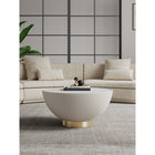 Manhattan Comfort Anderson 28.15" Modern Leatherette Upholstered Coffee Table - Cream-Beautiful Ceramic Marble Table Top