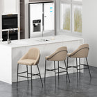 Manhattan Comfort - Gracie tabouret de bar moderne en similicuir 22" - beige et noir - lot de 3-Le cadre et les pieds sont dotés d’un choix d’acier noir entièrement soudé ou d’acier inoxydable doré