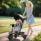 Qaba - Tricycle pliable 6 en 1 pour enfants avec poignée de poussée réglable - noir-Siège pivotant permettant une interaction face à face pour renforcer le lien parent-enfant 