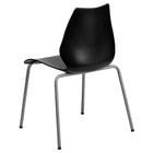 Flash Furniture HERCULES Series Black Stack Chair with Lumbar Support & Silver Frame-Black Plastic Seat and Back