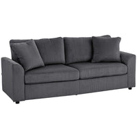 HOMCOM 3 Seater Upholstered Sofa Couch for Bedroom - Dark Grey-Spring pack and high-density sponge ensure lasting seat comfort