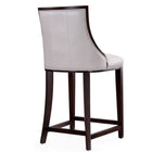 Manhattan Comfort Fifth Avenue 19" Traditional Faux Leather Upholstered Counter Stool - Pearl White and Walnut - 3 Pack-Delivered to you Fully Assembled! No Assembly Required