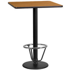 Flash Furniture Dessus de table carré de 24 po en stratifié de bois naturel avec base de table ronde de 18 po à hauteur de bar-Table d'hospitalité à hauteur de bar